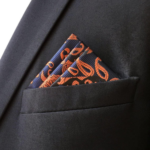 S&W SHLAX&WING Orange Blue Pocket Square for Men Fashion Large Handkerchief...