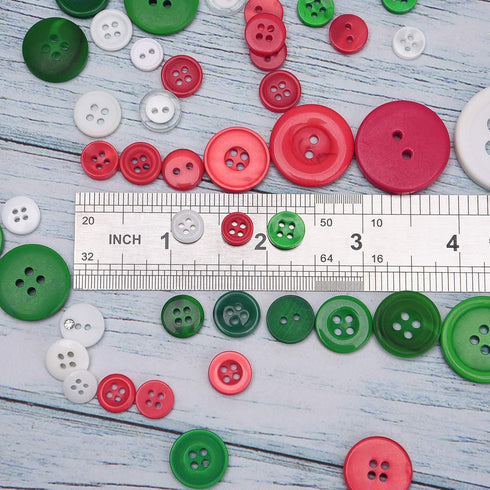 400g Christmas Craft Buttons Handmade Sewing Red Green White Button for Art Crafts Projects, DIY Decoration...