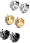 Jstyle 3 Pairs Men's Hoop Earring Stainless Steel Hoop Earrings for Men Women Huggie Earrings Unique Greek Key Fashion Huggie Earrings Piercing Je...