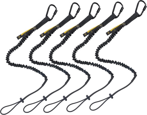 TRSMIMA Safety Tether Tool Lanyard - 5 Pack Stretch Strap Safety Fall Protection Tools Leash with Screw Lock Carabiner Clip Mountaineering Safety ...