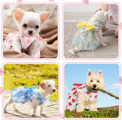 5 Pieces Cute Dog Dress Summer PET Puppy Clothes Soft and Comfortable PET Dog Dresses with Bow Knot for Small Pets, 5 Styles (Large)...