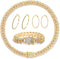 FUNOJOY Cuban Link Chain Jewelry Sets for Women Rhinestone Hoop Earrings Necklace Bracelet Set Bling Diamond Hip Hop Jewelry for Women Girls...