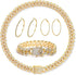 FUNOJOY Cuban Link Chain Jewelry Sets for Women Rhinestone Hoop Earrings Necklace Bracelet Set Bling Diamond Hip Hop Jewelry for Women Girls...