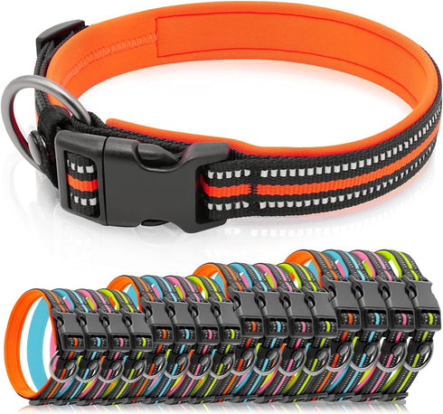 Reflective Dog Collar, Ultra Comfortable Soft Neoprene Padded Dog Collar, High Visibility Thick Nylon Dog Collars, Adjustable for Small/Medium/Lar...