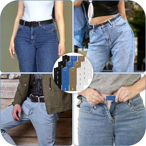 12pcs Button Extender for Pants, Adjustable Button Extenders for Jeans, Invisible Elastic Pant Extenders for Jeans, Waist Extenders for Pants for ...