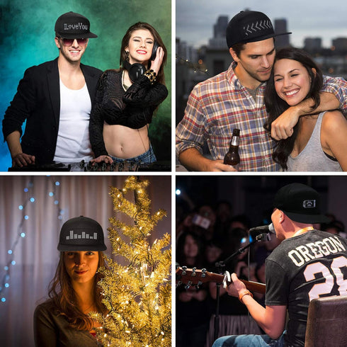 LED Hats,LED Caps Display Message Bluetooth Editable Cool Hat for Party...