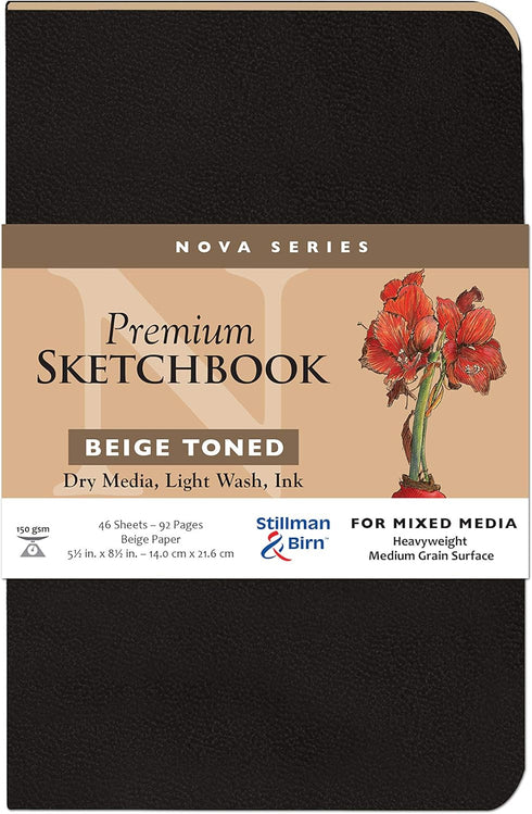 Stillman & Birn Nova Series Beige Softcover Sketchbook, 5.5" x 8.5", 150 GSM (Heavyweight), Beige Paper, Medium Grain Surface...