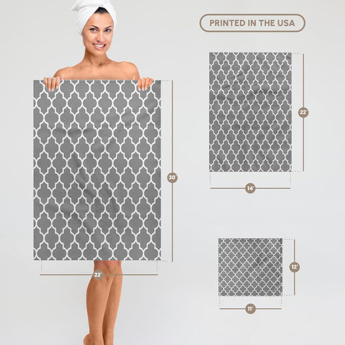 3D Rose TWL_120259_1 Dark Gray Quatrefoil Pattern - Grey Moroccan Tiles - Modern Stylish Geometric Clover Lattice Towel, 15 x 22...