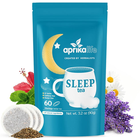 Aprika Life Sleep Tea for Bedtime Relaxation & Stress Relief – Natural Caffeine-Free Herbal Nighttime Tea with Chamomile, Lavender, Mint & Hibiscu...