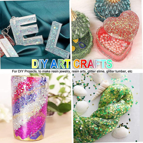 Holographic Chunky Glitter, 100g/0.35oz Silver Grey Cosmetic Craft Glitter for Epoxy Resin, Nail Sequins Iridescent Flakes, Body, Face, Hair, Nail...