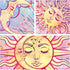 Ohjijinn Pastel Pink Burning Sun Tapestry - Mystic Celestial Sun and Moon with Stars - Psychedelic Hippy Tie Dye Wall Hanging for Party Home Decor...