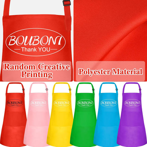 6 Pack Kids Apron bulk with 2 Pockets Adjustable Chef Art Apron Kids Painting Aprons for Cooking Baking Painting Crafting Grilling Activity?6 Colo...
