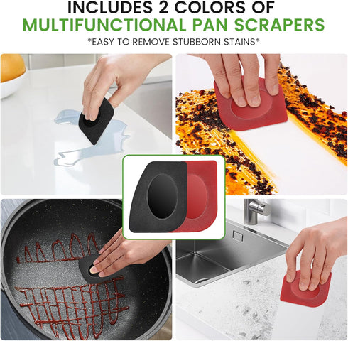 Cast Iron Scrubber & Scraper Kit - 316 Stainless Steel Cast Iron Cleaner - Chainmail Scrubber for Cast Iron Pans Skillets Sink Dish Scrub Chain Li...
