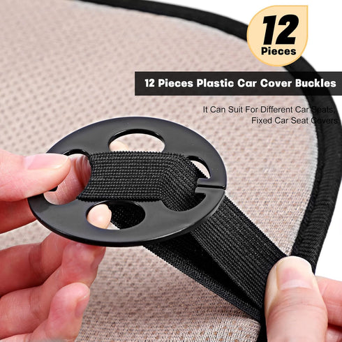 24 Pieces Car Seat Cover Plum Plate Metal Hook,12 Pcs Plastic Car Seat Covers Chucks,12 Pcs Metal Hooks Locking Clip Plastic Card Fixed Fastener B...