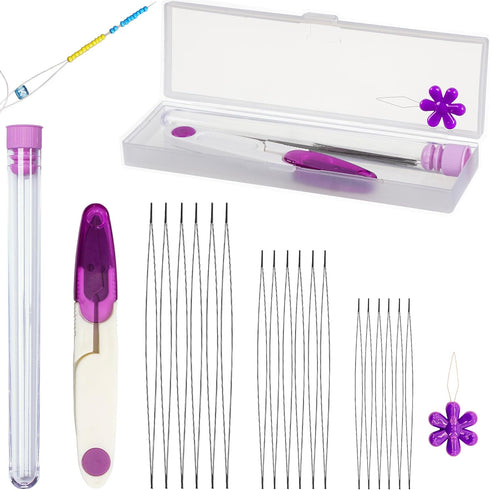 22Pcs Beading Needles for Jewelry Making,Seed Beads Tools,Include 18 Big Eye Beading Needles,Needle Bottle,Needle Threaders,Storage Box...