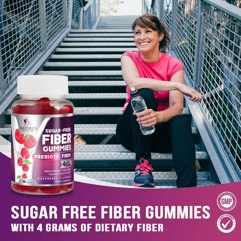 Sugar-Free Fiber Gummies - 4g Soluble Prebiotic Fiber per Serving - Natural Support for Digestive Health & Regularity - Nature's Daily Plant-Based...
