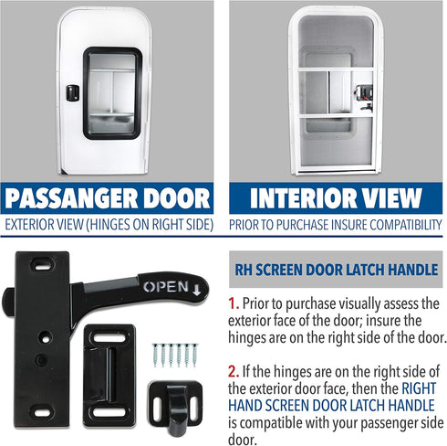 RV- Screen Door Latch Right Hand Handle Kit - Camper Motorhome Travel Trailer...