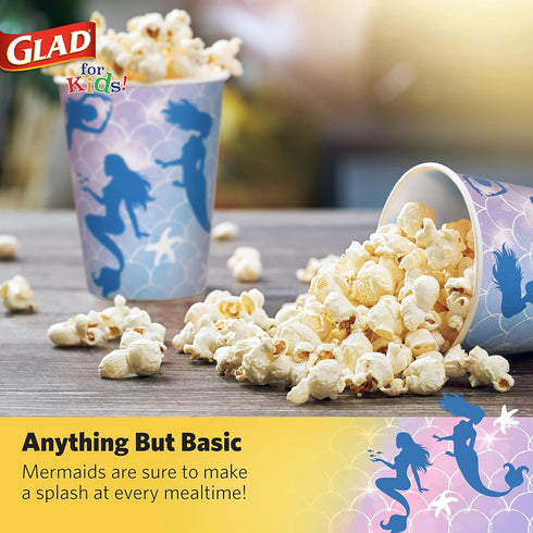 Glad for Kids Mermaid Theme Disposable Paper Cups - Heavy Duty, Soak Proof Paper Cups with Mermaids Design for Drinking and Everyday Use, 9 Ounce,...