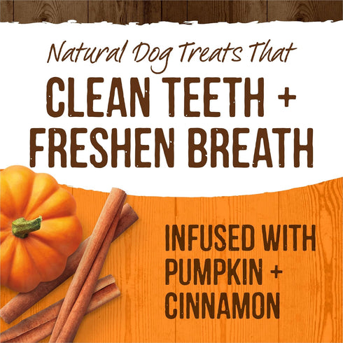 Merrick Fresh Kisses Natural Dental Chews, Treats Infused with Pumpkin and Cinnamon for Medium Dogs 25-50 Lbs - 8.1 oz. Pouch...