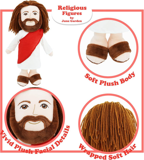 June Garden 14" Plush Religious Figure - Jesus Stuffed Doll - Baptism Gift Christ Religious Savior...