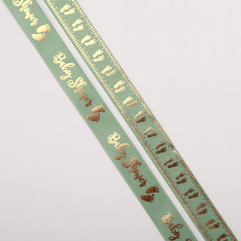 20 Yards Baby Ribbon Foot Print Sage Green Ribbons for Crafts Cake Baby Shower Birthday,Gift Wrapping, Party Decoration (sage Green)...