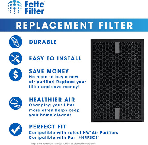 Fette Filter - HRFSC1 Activated Carbon Filter Compatible with Honeywell Filter S HRFSC1 for Honeywell HPA3000 PowerPlus and HPA5000 Insight Series...