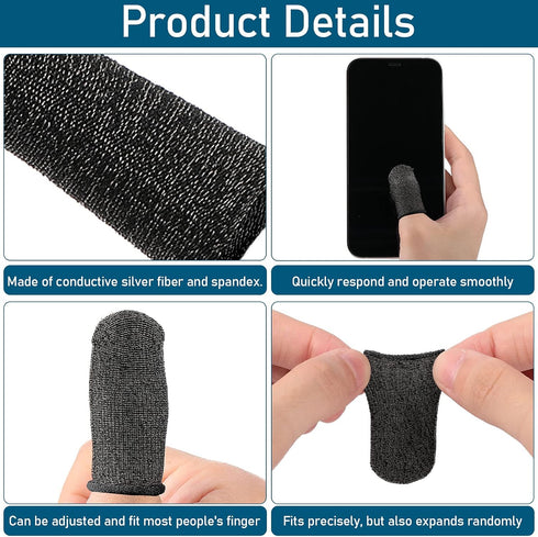 Geyoga 40 Pieces Gaming Finger Sleeve for Thumb Sleeves Mobile Gaming Finger Protector(Black)...