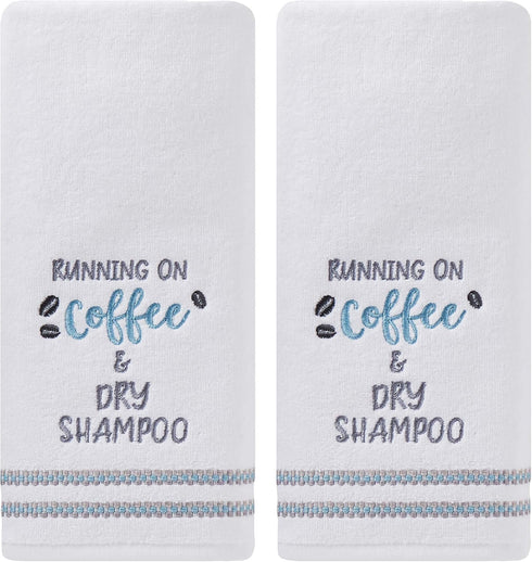 SKL HOME by Saturday Knight Ltd. Running On Coffee 2 Pc Hand Towel Set, White...