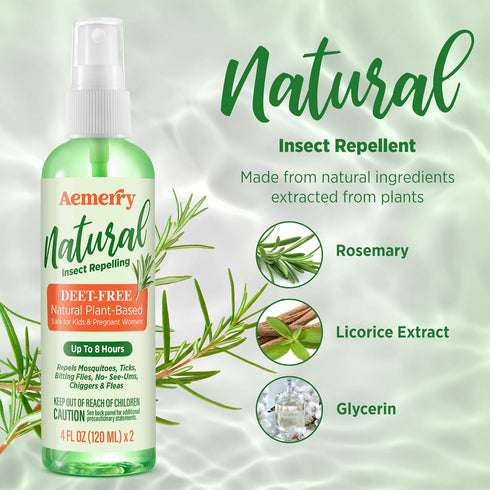 Mosquito Repellent Spray, DEET-Free Insect Repellent: Natural Essential Oil Bug Spray & Killer - 2-Pack, 4 oz Bottles - Safe for Family...