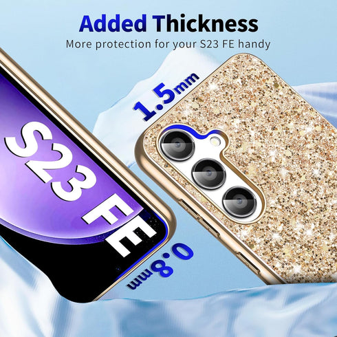 S23 FE Glitter Case for Samsung Galaxy S23 FE 5G Phone Case for Women Girls, Slim Ultra Thin Matte Back Shockproof Protective Cover for Samsung S2...