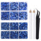 LPBeads 6400 Pieces Hotfix Rhinestones Lt Sapphire Flat Back 5 Mixed Sizes Crystal Round Glass Gems with Tweezers and Picking Rhinestones Pen...