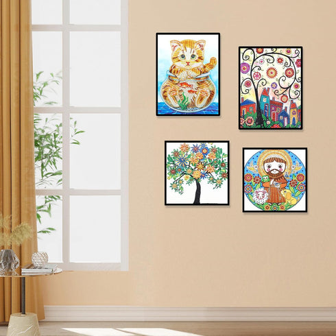 4 Pcs Special Shape Rhinestone Diamond Art Painting Kits, Animals Diamond Art Kits for Adults Beginner, DIY Diamond Dots Art Painting by Number fo...