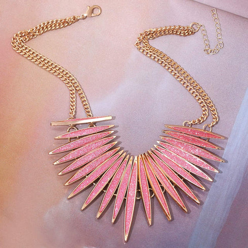MOLOCH Sparkling Druzy Leaf Choker Necklace Fashion Gold-Tone Collar Necklace Bib Statement Chunky Tribal Necklace Woman Jewelry...