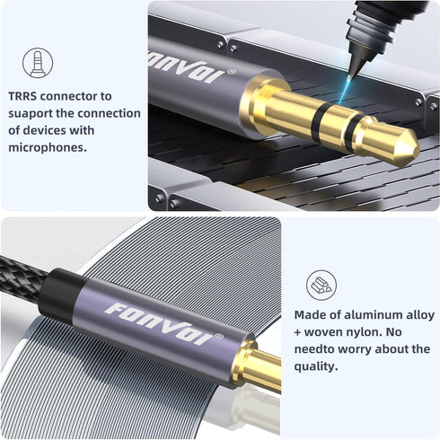 AUX Cable(15FT),3.5mm Audio AUX Cord for Car,Braided 3.5mm Male to Male Stereo Cable, Compatible with:Headphones, Phones, iPod,Car Audio,MP3 and M...