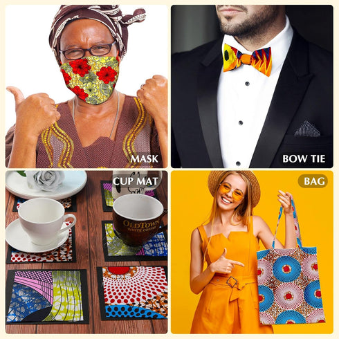 12 Pieces African Fabric Fat Quarters African Ankara Wax Print Fabric, Ankara Print Fabric for Sewing, Face Covering Make, Craft Projects and Patc...