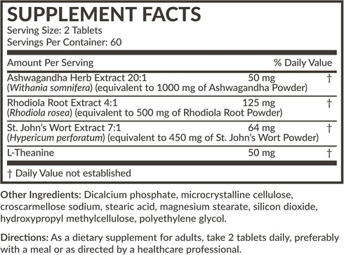 Futurebiotics Chill Pill + Ashwagandha, Rhodiola, St. John’s Wort, & L-Theanine 2000 MG per Serving - Non-GMO, 120 Vegetarian Tablets...
