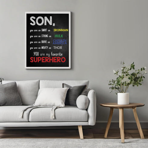Posterizer 1 pcs-Son You Are My Favorite Superhero-Movie & Cinema Art-Typography Art-decor for Boys, Teens Bedroom- UNFRAMED Wall Art...