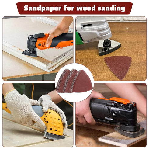55Pcs Oscillating Tool Sanding Pad Triangle Sanding Pads Set 60/80/100/120/240 Multitool Sandpaper, Grit Fit for Finishing Wood Sanding Plaster...