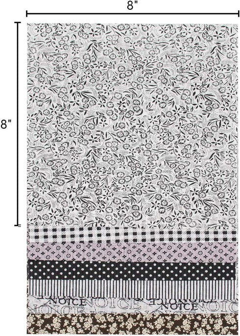Foraineam 50 Pieces Assorted Cotton Craft Fabric Bundle 8" x 8" (20cm x 20cm) Printed Patchwork Squares for DIY Sewing Quilting Scrapbooking...