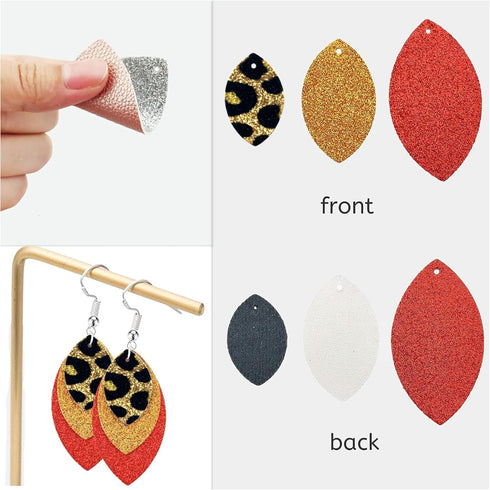 AOUXSEEM 321 Pcs Faux Leather Earrings Making Kit Full Set for Beginners, Contains 96 Pre Cut Evil Eye Earring Pieces with Hooks Jump Rings Opener...