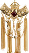 Knighthood Brooch Pin Maroon Crowned Stone with Hanging Chains and Pearl Brooch Suit Stud Lapel Pin...