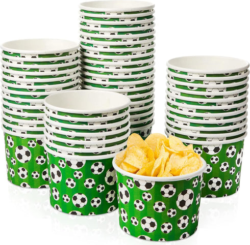 50 Pcs 9 oz Sport Party Paper Snack Ice Cream Cups Disposable Dessert Bowls Snack Cups Paper Soup Cup Disposable Paper Bowls Disposable Plates for...