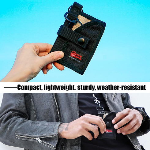 ROUGH ENOUGH Coin Holder for Car – Tactical Cordura with Zipper Coin Pocket, Neck Lanyard Carabiner – Slim Card Holder for Men, Travel...