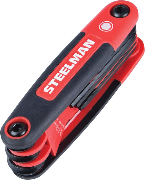 Steelman Portable Folding Hex Key Wrench Multi-Tool Standard (SAE), Set Includes 5/64, 3/32, 7/64, 1/8, 9/64, 5/32, 3/16, 7/32, 1/4-Inch, Chamfere...
