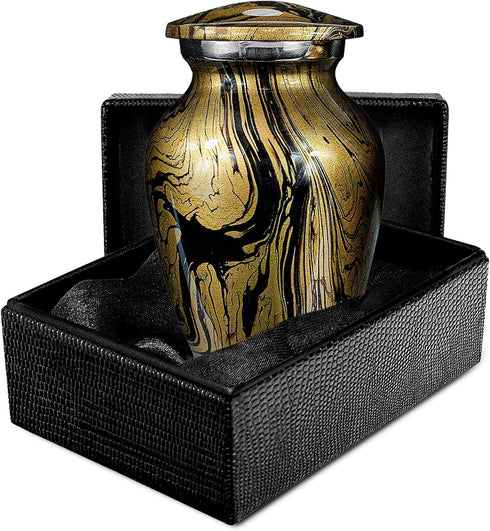 Trupoint Memorials Small Urns for Human Ashes Keepsake, Camouflage and Hunters Decorative Mini Cremation Urn for Adult Men and Women, Golden...