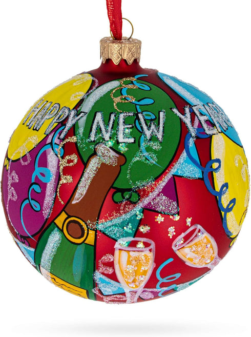 Festive Celebration Glass Ball Christmas Ornament 4 Inches...
