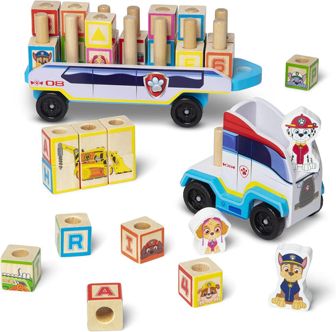 Melissa & Doug PAW Patrol Wooden ABC Block Truck (33 Pieces) - Sort And Stack Toys, Alphabet Blocks For Toddlers, Vehicle Toys For Kids Ages 3+, 3...