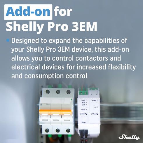 Shelly Pro 3EM Switch Add-On | Add-On Pro 3EM Dry Contacts DIN Rail Mounting | Home Automation | iOS Android app | No Hub Required | Solar Panels ...