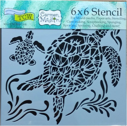 3 Crafters Workshop Mixed Media Stencils Set| for Arts, Card Making, Journaling, Scrapbooking | 6 Inch x 6 Inch Templates | Sea Creatures, Octopus...
