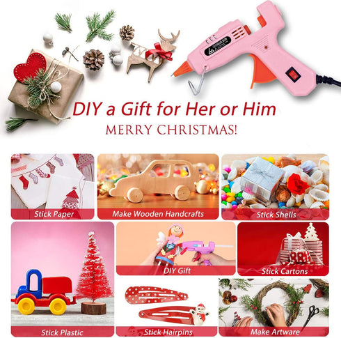 Glue Gun, Mini Hot Glue Gun Kit with 20 Glue Sticks, Hot Glue Guns for Crafts School DIY Arts Home Quick Repairs, Mini Glue Gun Pink...